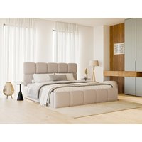 Bett mit Bettkasten - 140 x 190 cm - Stoff Leder-Optik - Beige + Matratze - DAMADO von Pascal Morabito Bett mit Bettkasten - 140 x 190 cm - Stoff Leder-Optik - Beige + Matratze - DAMADO von Pascal Morabito von PASCAL MORABITO