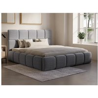 Bett mit Bettkasten - 140 x 190 cm - Strukturstoff - Grau + Matratze - DAMADO von Pascal Morabito von PASCAL MORABITO