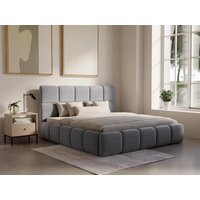 Bett mit Bettkasten - 140 x 190 cm - Strukturstoff - Grau - DAMADO von Pascal Morabito von PASCAL MORABITO