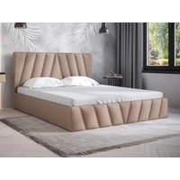 Bett mit Bettkasten - 160 x 200 cm - Samt - Beige + Matratze - LIDAMA von Pascal Morabito von PASCAL MORABITO
