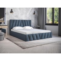 Bett mit Bettkasten - 160 x 200 cm - Samt - Blau + Matratze - LIDAMA von Pascal Morabito von PASCAL MORABITO