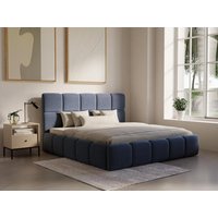 Bett mit Bettkasten - 160 x 200 cm - Strukturstoff - Blau + Matratze - DAMADO von Pascal Morabito von PASCAL MORABITO