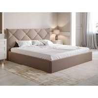 Bett mit Bettkasten - 180 x 200 cm - Samt - Beige + Matratze - STARI von Pascal Morabito von PASCAL MORABITO