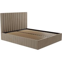 Bett mit Bettkasten & Bett-Kopfteil - Samt - 160 x 200 cm - Taupe - LARALI von Pascal Morabito von PASCAL MORABITO
