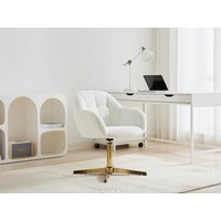 Bürostuhl - Bouclé-Stoff - Weiß & Goldfarben - LANCIEGA von Pascal Morabito von PASCAL MORABITO