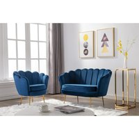 Couchgarnitur Muschel 2+1 - Samt - Dunkelblau - DANDELION von PASCAL MORABITO