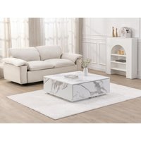 Couchtisch mit 2 Schubladen - MDF - Marmor-Optik Weiß - ANTRIM von Pascal Morabito von PASCAL MORABITO