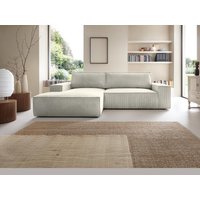 Ecksofa mit Schlaffunktion - Ecke Links - Cord - Beige - AMELIA von Vente-unique