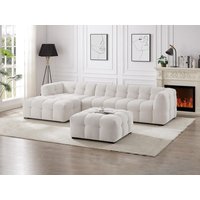 Ecksofa & Hocker - Ecke links - melierter Stoff - Beige - DILOME von Pascal Morabito Ecksofa & Hocker - Ecke links - melierter Stoff - Beige - DILOME von Pascal Morabito von PASCAL MORABITO