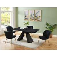 Esstisch ausziehbar - 6 bis 10 Personen - Sicherheitsglas, Keramik & Metall - Marmor-Optik Schwarz - LOZIPA von Pascal MORABITO von Vente-unique