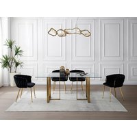 Esstisch für 6 Personen - Sicherheitsglas & Edelstahl - Transparent & Goldfarben - NILESA II von Pascal Morabito Esstisch für 6 Personen - Sicherheitsglas & Edelstahl - Transparent & Goldfarben - NILESA II von Pascal Morabito von PASCAL MORABITO