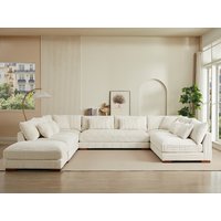 Große Wohnlandschaft + Hocker - Cord - Beige - SPERONE von Pascal Morabito Große Wohnlandschaft + Hocker - Cord - Beige - SPERONE von Pascal Morabito von PASCAL MORABITO