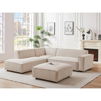 Großes Ecksofa - Ecke links - Cord - Beige - BORORE von PASCAL MORABITO von PASCAL MORABITO