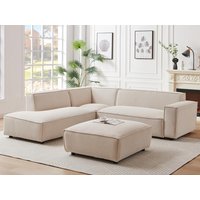 Großes Ecksofa & Hocker - Ecke links - Cord - Beige - BORORE von PASCAL MORABITO