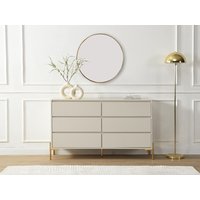 Kommode mit 6 Schubladen - MDF & Metall - Beige & Goldfarben - KORASA von Pascal Morabito von PASCAL MORABITO