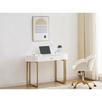 Konsolenschreibtisch mit 1 Schublade - MDF lackiert & Metall - Weiß & Goldfarben - TORELI II von Pascal Morabito von PASCAL MORABITO