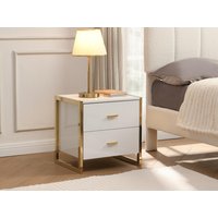 Nachttisch mit 2 Schubladen - MDF - Weiß lackiert & Goldfarben - OMBRELIA von Pascal Morabito Nachttisch mit 2 Schubladen - MDF - Weiß lackiert & Goldfarben - OMBRELIA von Pascal Morabito von PASCAL MORABITO