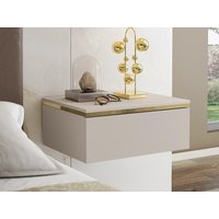 Nachttische 2er-Set hängend mit 1 Schublade - Beige & Goldfarben - VUKIA von Pascal Morabito von PASCAL MORABITO