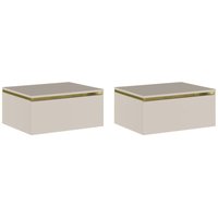 Pascal Morabito - Nachttische 2er-Set hängend mit 1 Schublade - Beige & Goldfarben - vukia von von PASCAL MORABITO