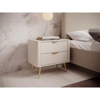 Nachttische 2er-Set mit 2 Schubladen - Beige & Goldfarben - ELONARIA von Pascal Morabito von PASCAL MORABITO