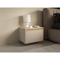 Nachttische 2er-Set zum Aufhängen oder Aufstellen mit 1 Schublade - MDF - Beige & Goldfarben - POSINIA von Pascal Morabito Nachttische 2er-Set zum Aufhängen oder Aufstellen mit 1 Schublade - MDF - Beige & Goldfarben - POSINIA von Pascal Morabito von PASCAL MORABITO