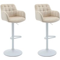 Barhocker 2er-Set - Samt & weißes Metall - Höhenverstellbar - Cremefarben - pega von Pascal Morabito von PASCAL MORABITO