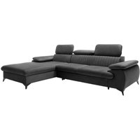 Pascal Morabito - Ecksofa mit Schlaffunktion - Ecke links - Samt - Anthrazitgrau - samara von von PASCAL MORABITO