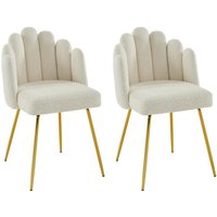 Pascal Morabito - Stuhl 2er-Set - Bouclé-Stoff & goldfarbenes Metall - Cremefarben - altinam von von PASCAL MORABITO