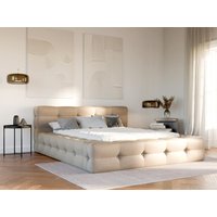 Polsterbett + Lattenrost + Matratze - 180 x 200 cm - Melierter Stoff - Beige - LERUCO von Pascal Morabito von PASCAL MORABITO