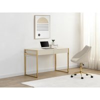 Schreibtisch mit 2 Schubladen - MDF & Metall - Beige & Goldfarben - MASON von Pascal Morabito von PASCAL MORABITO
