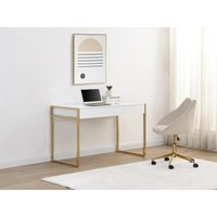 Schreibtisch mit 2 Schubladen - MDF & Metall - Goldfarben & Weiß - MASON von Pascal Morabito von PASCAL MORABITO