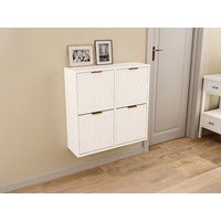 Schuhschrank mit 4 Klappfächern - Weiß und Gold - FRALYN von Pascal Morabito Schuhschrank mit 4 Klappfächern - Weiß und Gold - FRALYN von Pascal Morabito von PASCAL MORABITO