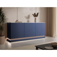 Sideboard mit 3 Türen - Mit LED-Beleuchtung - MDF - Blau & weiße Marmor-Optik - DEVIKA von Pascal MORABITO von PASCAL MORABITO