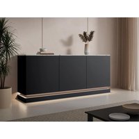 Sideboard mit 3 Türen - Mit LED-Beleuchtung - MDF - Schwarz & weiße Marmor-Optik - DEVIKA von Pascal MORABITO von PASCAL MORABITO