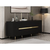Sideboard mit 4 Türen - MDF - Schwarz & Goldfarben - MOLYA von Pascal MORABITO Sideboard mit 4 Türen - MDF - Schwarz & Goldfarben - MOLYA von Pascal MORABITO von PASCAL MORABITO
