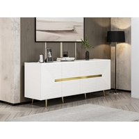 Sideboard mit 4 Türen - MDF - Weiß & Goldfarben - MOLYA von Pascal Morabito von PASCAL MORABITO