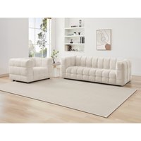 Sofagarnitur 3-Sitzer & Sessel - Bouclé-Stoff - Elfenbeinfarben - LERICI von Pascal Morabito Sofagarnitur 3-Sitzer & Sessel - Bouclé-Stoff - Elfenbeinfarben - LERICI von Pascal Morabito von PASCAL MORABITO