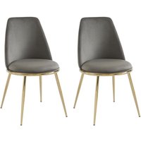 Pascal Morabito - Stuhl 2er-Set - Samt & goldfarbenes Metall - Grau - nebina von Pascal Morabito - Stuhl 2er-Set - Samt & goldfarbenes Metall - Grau - nebina von von PASCAL MORABITO