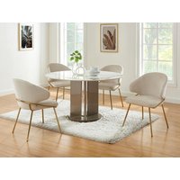 Stuhl 2er-Set - Stoff & goldfarbenes Metall - Beige - LUXIVA von Pascal Morabito von PASCAL MORABITO