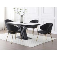 Stuhl 2er-Set - Stoff & goldfarbenes Metall - Schwarz - LUXIVA von Pascal Morabito Stuhl 2er-Set - Stoff & goldfarbenes Metall - Schwarz - LUXIVA von Pascal Morabito von PASCAL MORABITO