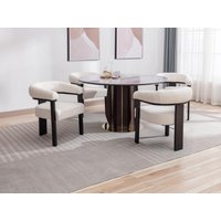 Stuhl mit Armlehnen 2er-Set - Bouclé-Stoff & Kautschukholz - Weiß & Schwarz - LIVELIA von PASCAL MORABITO