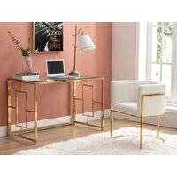 Stuhl mit Armlehnen 2er-Set - Bouclé-Stoff & Metall - Weiß & Goldfarben - PERIA von Pascal MORABITO Stuhl mit Armlehnen 2er-Set - Bouclé-Stoff & Metall - Weiß & Goldfarben - PERIA von Pascal MORABITO von PASCAL MORABITO