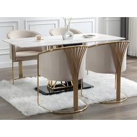 Stuhl mit Armlehnen 2er-Set - Samt & Metall - Beige und Goldfarben - JOSETHE von Pascal MORABITO Stuhl mit Armlehnen 2er-Set - Samt & Metall - Beige und Goldfarben - JOSETHE von Pascal MORABITO von PASCAL MORABITO