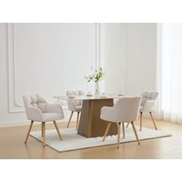 Stuhl mit Armlehnen 2er-Set - Stoff & Buchenholz - Beige - PEGA von Pascal MORABITO von PASCAL MORABITO