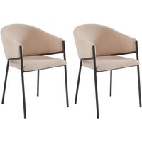 Stuhl mit Armlehnen 2er-Set - Stoff & Metall - Beige - ORDIDA von Pascal MORABITO von PASCAL MORABITO