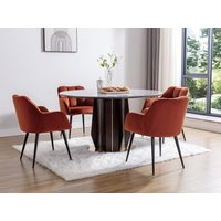 Stuhl mit Armlehnen 6er-Set - Samt & Metall - Terracotta - PEGA von Pascal MORABITO von PASCAL MORABITO