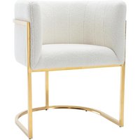 Stuhl mit Armlehnen - Bouclé-Stoff & Metall - Weiß & Goldfarben - PERIA von Pascal MORABITO von PASCAL MORABITO
