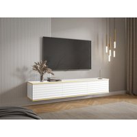 TV-Hängemöbel mit 3 Türen - MDF - Weiß & Goldfarben - ALESAR von Pascal MORABITO von PASCAL MORABITO