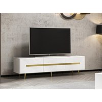 TV-Möbel mit 3 Türen - Weiß & Goldfarben - MOLYA von Pascal MORABITO TV-Möbel mit 3 Türen - Weiß & Goldfarben - MOLYA von Pascal MORABITO von PASCAL MORABITO