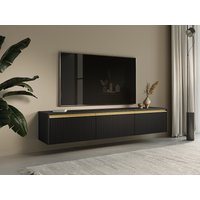 TV-Möbel zum Aufhängen oder Aufstellen mit 3 Türen - MDF - Schwarz & Goldfarben - POSINIA von Pascal MORABITO von PASCAL MORABITO